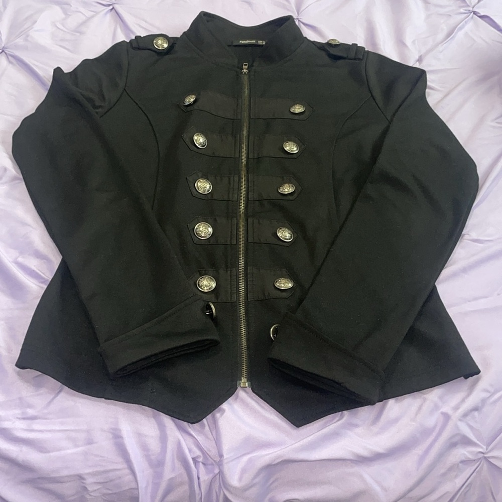 PattyBoutik Black Military Jacket
